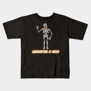 Quarantine-O-Ween Skeleton Funny Halloween Costume 2020 Bones Quarantine Mask Radioactive Skeleton Easy Costume Skeleton Waving Kids T-Shirt